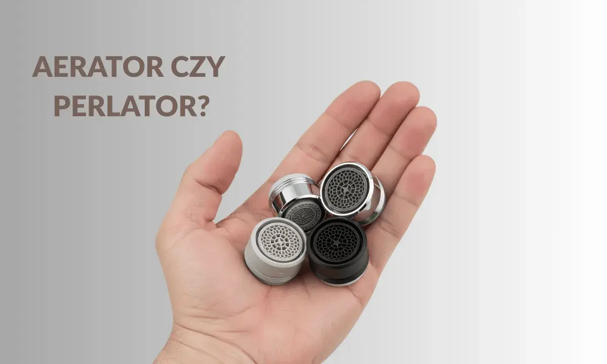 Dłoń trzyma kilka perlatorów, małych elementów do kranów. Czy to aerator czy perlator?