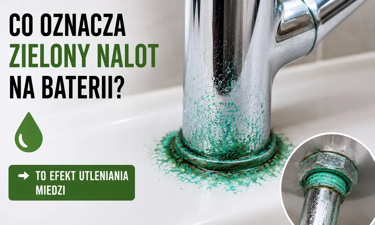 Zielony nalot na baterii to efekt utleniania miedzi. Woda źle miesza się z metalem, tworząc nieestetyczny osad.