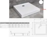 Brodzik prysznicowy z płaskim rantem i centralnie umieszczonym otworem na syfon w brodziku. Wymiary 11,5 cm wysokości.