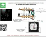 Schemat podłączenia termostatu Mycond. Czujnik temperatury podłogi montowany w strefie grzewczej.