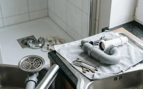 Nowe elementy syfonu i klucze czekają na montaż, by raz na zawsze wyeliminować smród z kanalizacji.