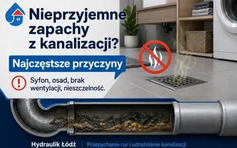 Nieprzyjemne zapachy z rur w bloku? Syfon, osad, brak wentylacji lub nieszczelność to częste przyczyny. Zobacz, jak hydraulik Łódź udrażnia kanalizację.