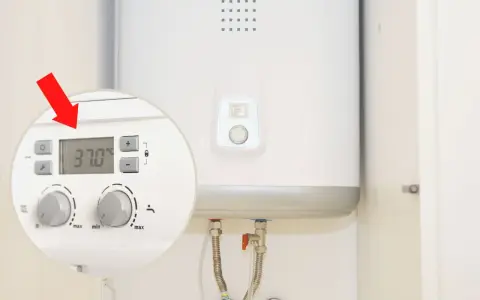 Jak ustawić bojler elektryczny? Widok panelu sterowania z wyświetlaczem temperatury 37°C i pokrętłami regulacji.