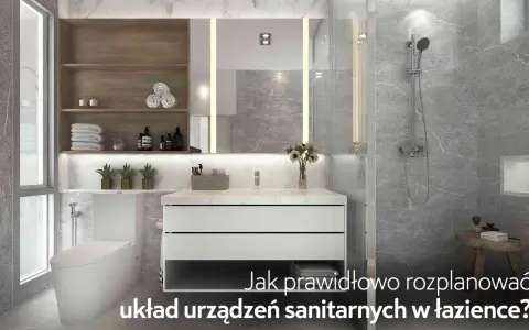 Nowoczesna łazienka z wanną, umywalką i toaletą. Prawidłowe rozmieszczenie urządzeń sanitarnych norma to klucz do funkcjonalności.
