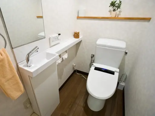 Kompaktowe, bardzo małe WC aranżacje z nowoczesną toaletą, małą umywalką i lustrem.