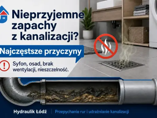 Nieprzyjemne zapachy z rur w bloku? Syfon, osad, brak wentylacji lub nieszczelność to częste przyczyny. Zobacz, jak hydraulik Łódź udrażnia kanalizację.