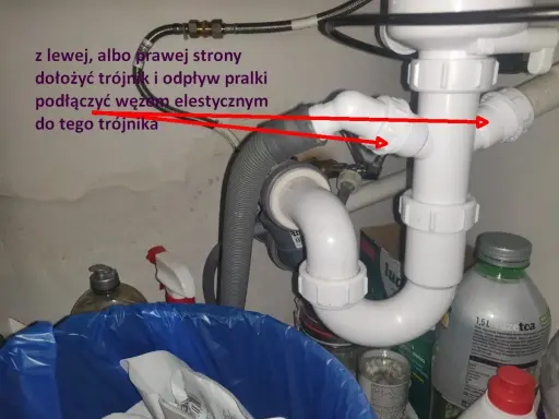 Zepsuty syfon pod zlewem lub brak uszczelnienia może powodować, że śmierdzi ze zlewu szambem. Na zdjęciu widać instalację hydrauliczną pod zlewem.