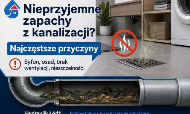Nieprzyjemne zapachy z rur w bloku? Syfon, osad, brak wentylacji lub nieszczelność to częste przyczyny. Zobacz, jak hydraulik Łódź udrażnia kanalizację.