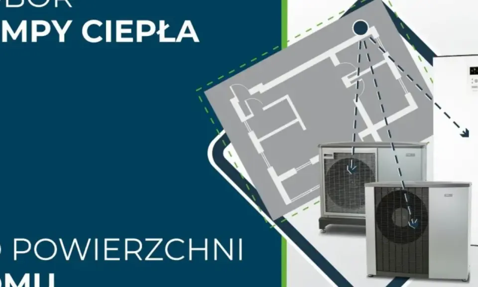 Jak dobrać moc pompy ciepła? Schemat domu z jednostkami zewnętrznymi i wewnętrznymi.