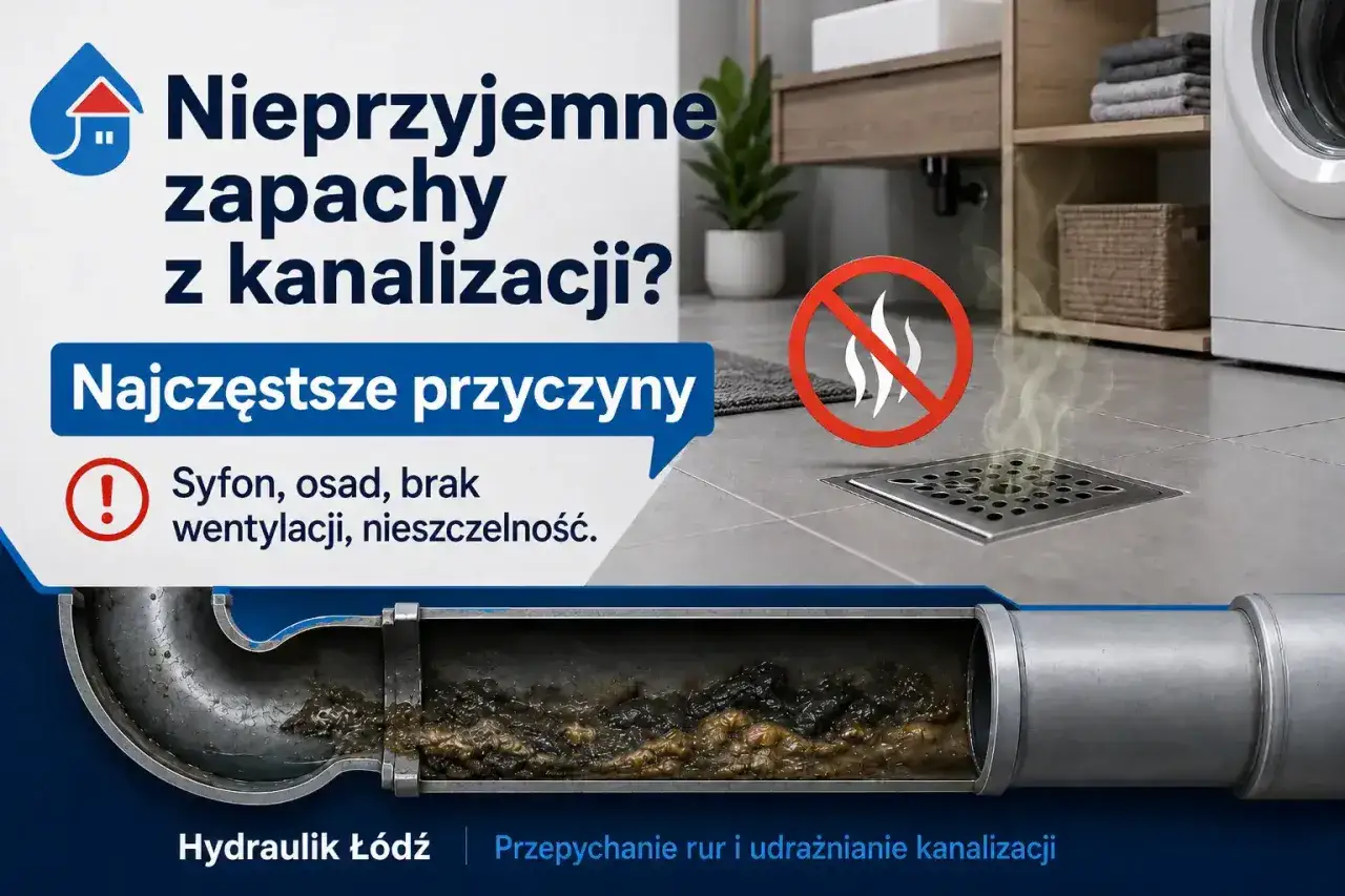 Nieprzyjemne zapachy z rur w bloku? Syfon, osad, brak wentylacji lub nieszczelność to częste przyczyny. Zobacz, jak hydraulik Łódź udrażnia kanalizację.